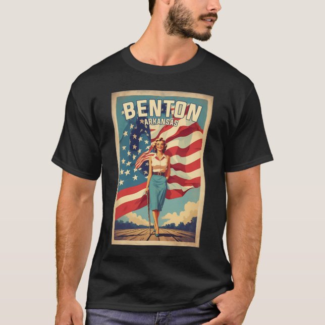 Camiseta Benton Arkansas Usa Viagens vintage Turismo (Frente)