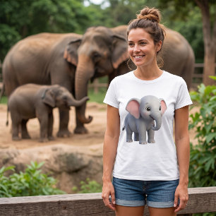 Camiseta Berçário de Elefante Bebê Fofo Desenho Animado