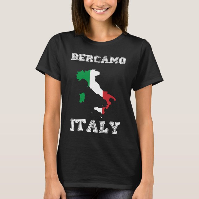 Camiseta Bergamo Italy Vintage Italy Flag Map (Frente)