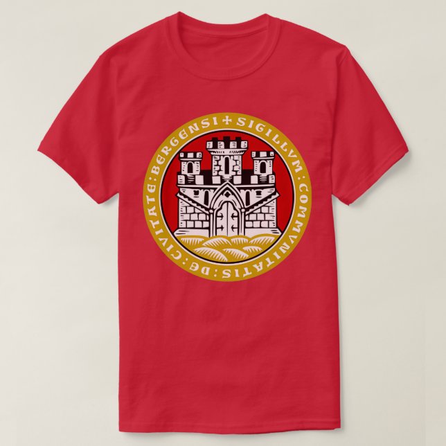 Camiseta Bergen Casaco de Arms Norway (Frente do Design)