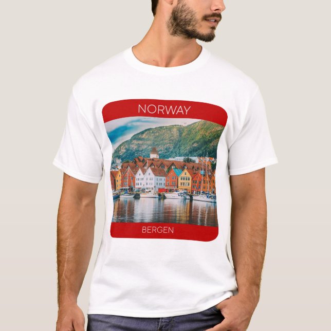 Camiseta Bergen, Norway Travel T-Shirt (Frente)