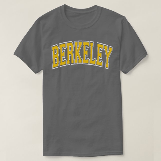 Camiseta Berkeley California Ca Varsity Amber Text Tubo 7 (Frente do Design)