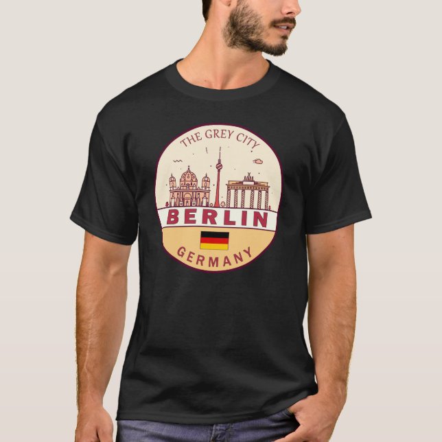Camiseta Berlim Alemanha Cidade Skyline Emblem (Frente)