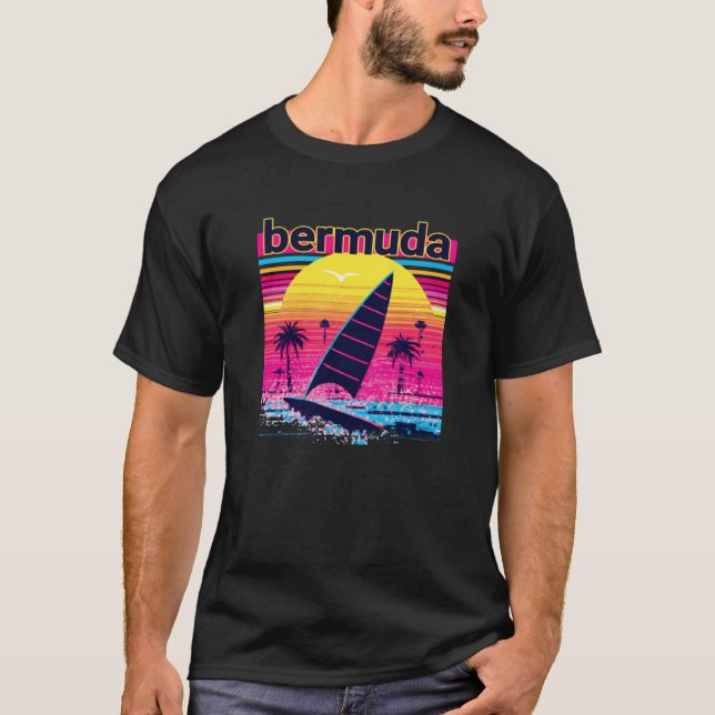 Camiseta Bermuda Retro 80s Style Souvenir Beach (Frente)