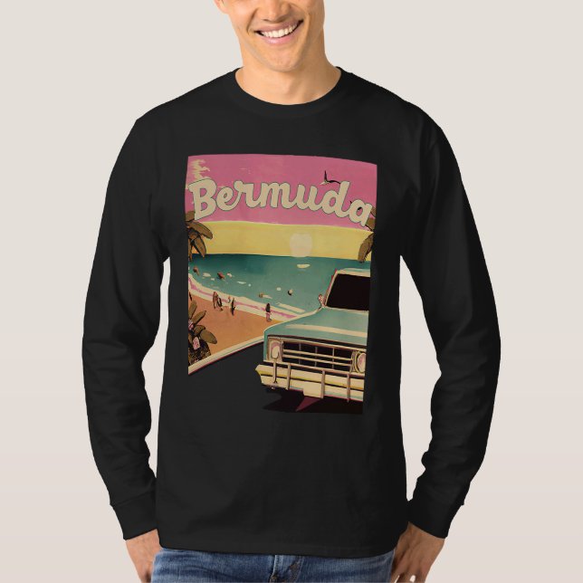 Camiseta Bermuda Retro Beach Vacation Graphics Bermuda Surf (Frente)