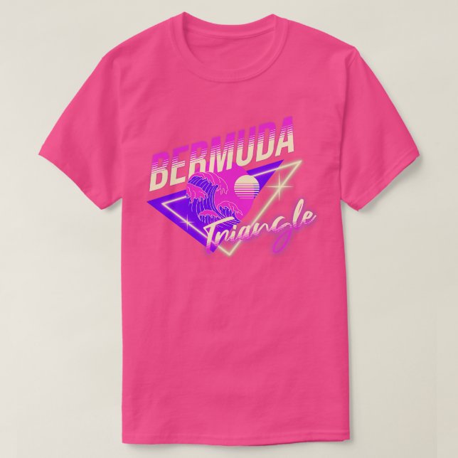 Camiseta Bermuda Triângulo 80s retrô neon (Frente do Design)