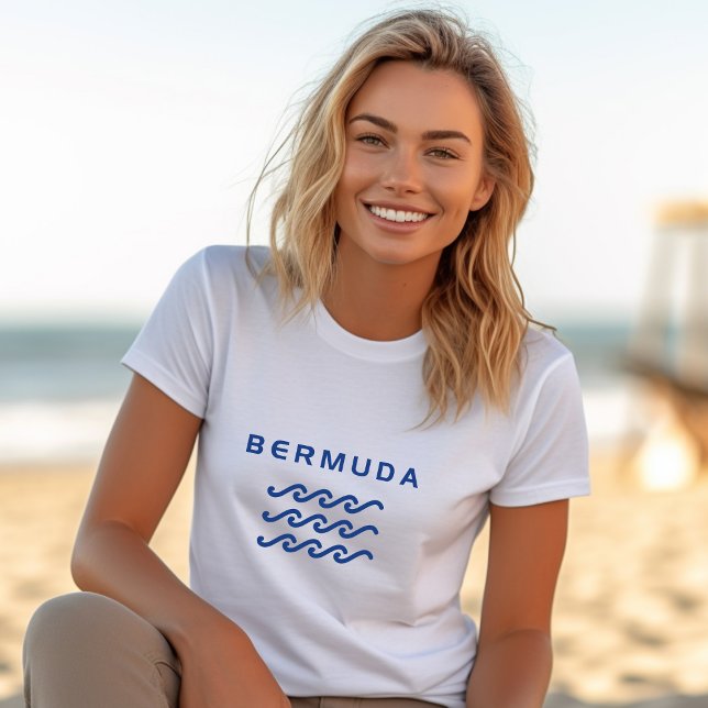 Camiseta Bermudas Ondas Triplas Oceânicas De Cor Leve (Criador carregado)