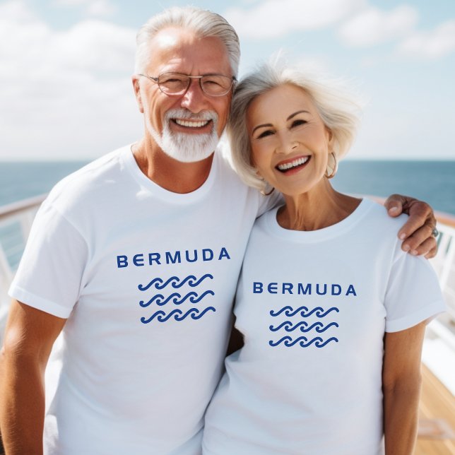 Camiseta Bermudas Ondas Triplas Oceânicas De Cor Leve (Criador carregado)