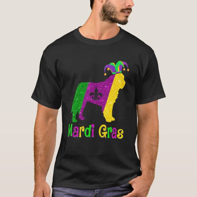 Camiseta Bernard Dog Lover Mardi Gras Carnival Jester (Frente)
