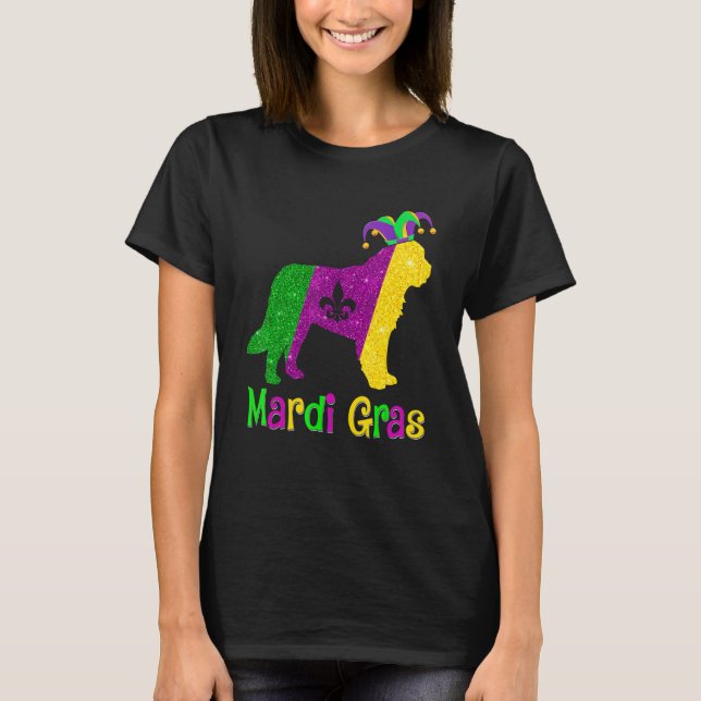 Camiseta Bernard Dog Lover Mardi Gras Carnival Jester (Frente)