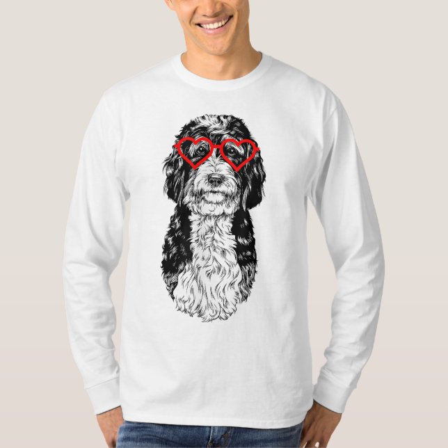Camiseta Bernedoodle Dia de os namorados Doodle Cachorro Ca (Frente)