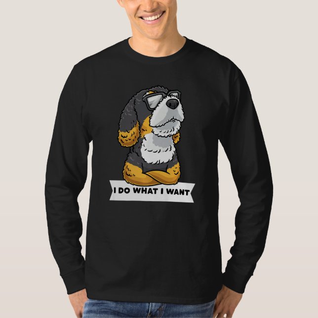 Camiseta Bernedoodle Dog With Sunglasses Stubborn (Frente)