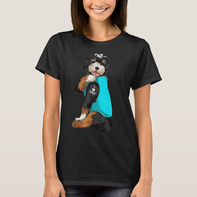 Camiseta Bernedoodle I Love Pai Tatto Roupa Dog Pai Pai (Frente)