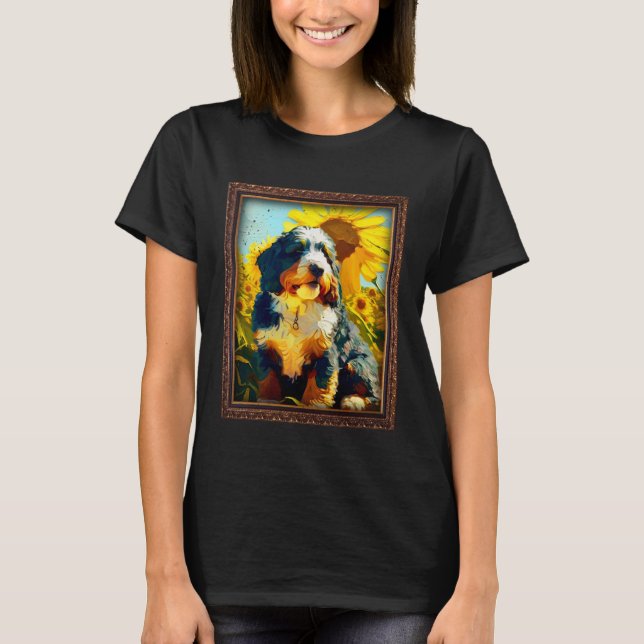 Camiseta Bernedoodle Painting Sunflower Flower Mom Women Fl (Frente)