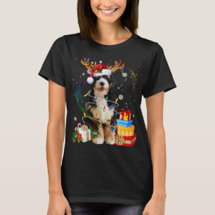 Camiseta Bernedoodle Reindeer De Natal Luz Engraçada Cachor