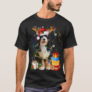 Camiseta Bernedoodle Reindeer De Natal Luz Engraçada Cachor