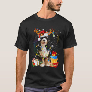 Camiseta Bernedoodle Reindeer De Natal Luz Engraçada Cachor