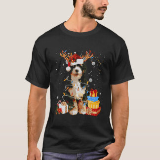 Camiseta Bernedoodle Reindeer De Natal Luz Engraçada Cachor
