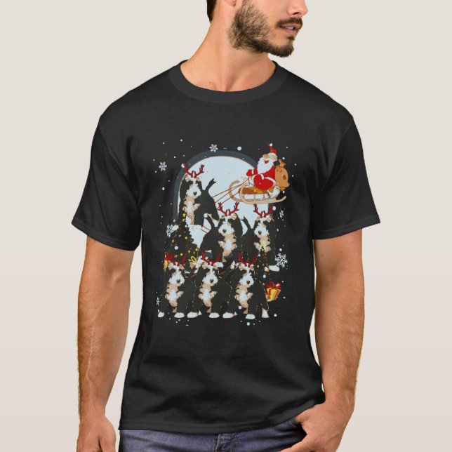 Camiseta Bernedoodle Reindeer Papais noeis Engraçados prese (Frente)