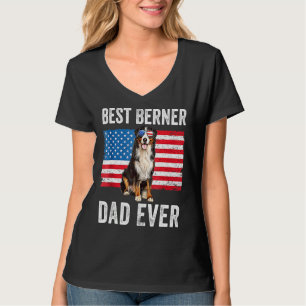 Camiseta Berner Pai American Flag Dog Proprietário do Cacho