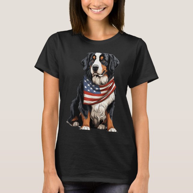 Camiseta Berner Us Flag Bernese Mountain Dog Owner Mom Dad  (Frente)