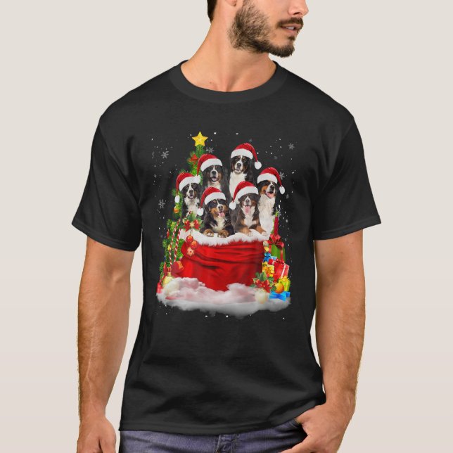 Camiseta Bernese Mountain Christmas Santa Claus Bag Christm (Frente)