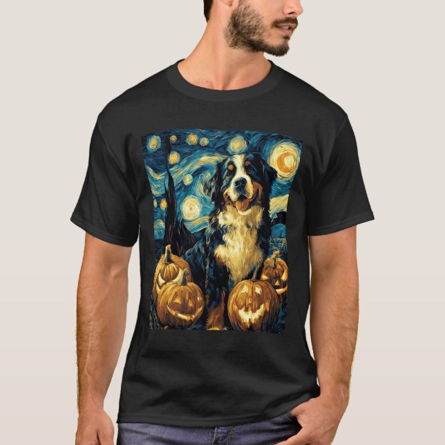 Camiseta Bernese Mountain Cute Dog Halloween Jack O Lantern (Frente)