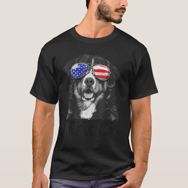 Camiseta Bernese Mountain Dog 4 de julho Merica Men America (Frente)