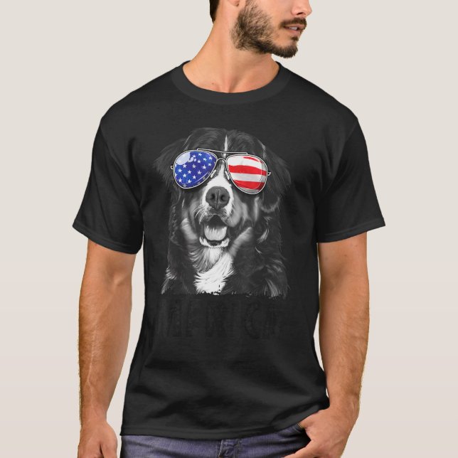 Camiseta Bernese Mountain Dog 4 de julho Merica Men America (Frente)