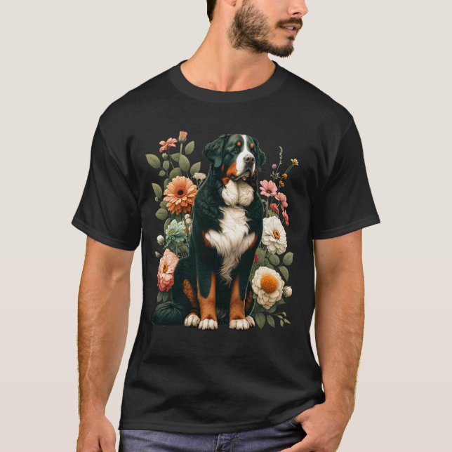 Camiseta Bernese Mountain Dog Aestético Boho Floral para (Frente)