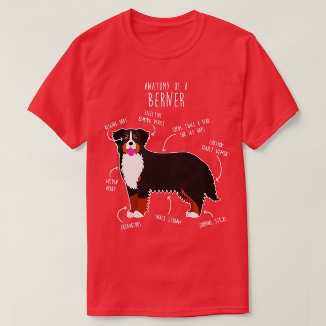Camiseta Bernese Mountain Dog Anatomy 3 (Frente do Design)