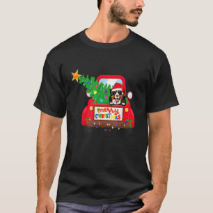 Camiseta Bernese Mountain Dog Andando Caminhão Vermelho Na