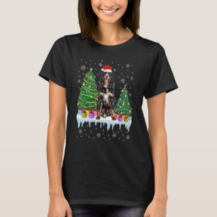 Camiseta Bernese Mountain Dog Árvore de Natal Xmas Luzes Pu