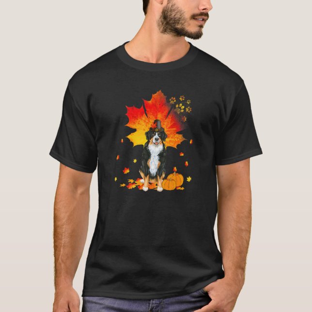 Camiseta Bernese Mountain Dog  Autumn Leaf Fall Leaves Pump (Frente)