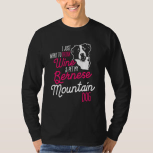 Camiseta Bernese Mountain Dog Bebendo Mãe Vinho Mãe Gif