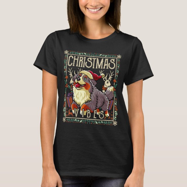 Camiseta Bernese Mountain Dog Christmas Vibes Dog Santa Cla (Frente)