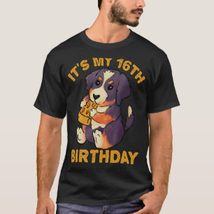 Camiseta Bernese Mountain Dog Comendo Pizza É o meu 16º Bir