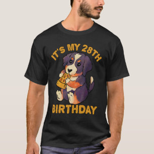 Camiseta Bernese Mountain Dog Comendo Pizza É o meu 28º Bir