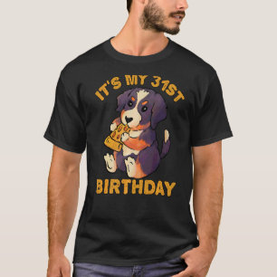 Camiseta Bernese Mountain Dog Comendo Pizza É o meu 31º Bir