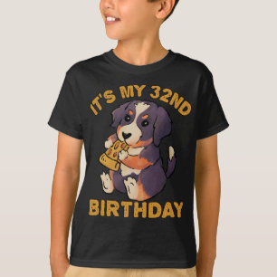 Camiseta Bernese Mountain Dog Comendo Pizza É o meu 32º Bir