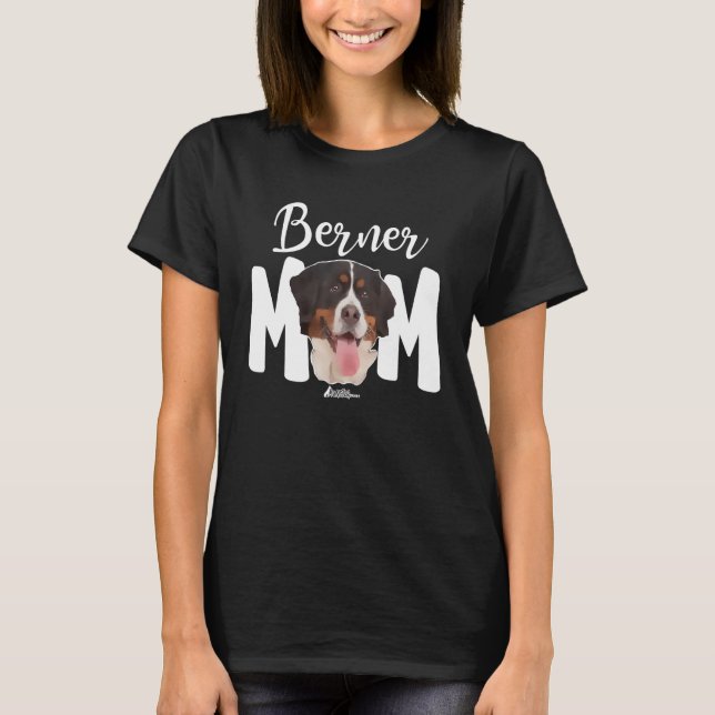 Camiseta Bernese Mountain Dog Cute Berner Mãe Caminhando Po (Frente)