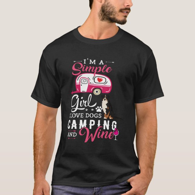 Camiseta Bernese Mountain Dog Dift Simples Garota Eu Adoro  (Frente)