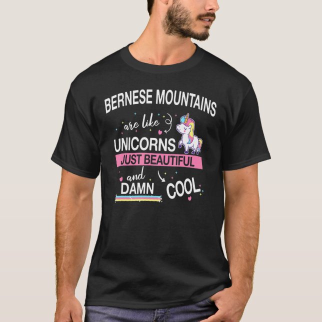 Camiseta Bernese Mountain Dog Farming Dog Unicorn (Frente)