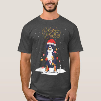 Camiseta Bernese Mountain Dog Feliz Natal Berner Xmas C