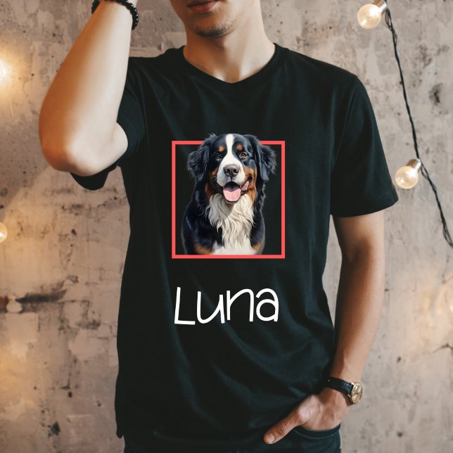 Camiseta  Bernese Mountain Dog Female Face with Name TShirt (Criador carregado)