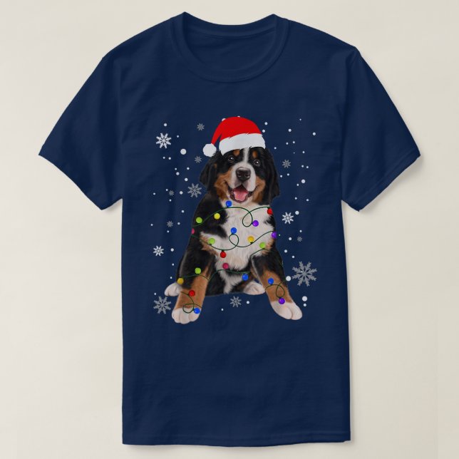Camiseta Bernese Mountain Dog Merry Christmas Winter Snow G (Frente do Design)