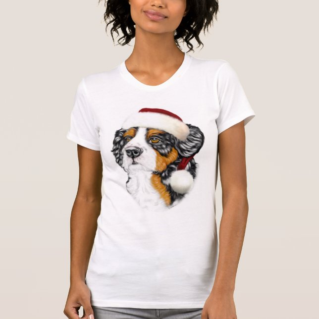 Camiseta Bernese Mountain Dog Papai noel Pup (Frente)