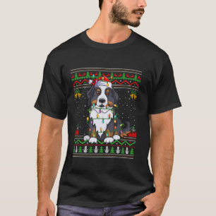 Camiseta Bernese Mountain Dog Papais noeis Luzes de Natal F