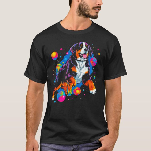 Camiseta Bernese Mountain Dog Planet Space (Frente)
