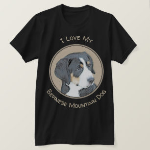 Camiseta Bernese Mountain Dog Puppy Painting - Arte Origina